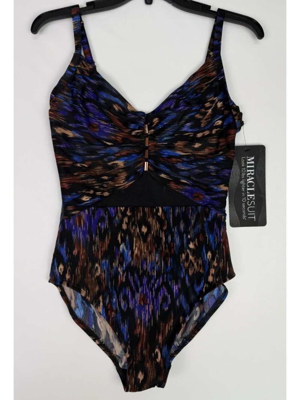 Miraclesuit Mariposa One Piece Swimsuit 10 NWT Slimming Black Blue $194 NEW